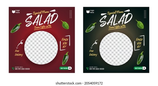 Bio food salad social media post layout template