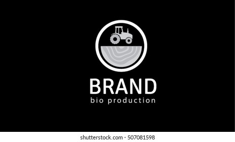 Bio food vector logo design template. Organic food label ( sign, symbol,icon, emblem).
Tractor illustration