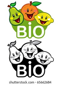 Bio Fruits Seal in color and B&W