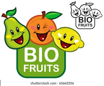 Bio Fruits Seal in color and B&W