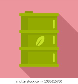 Bio fuel barrel icon. Flat illustration of bio fuel barrel vector icon for web design