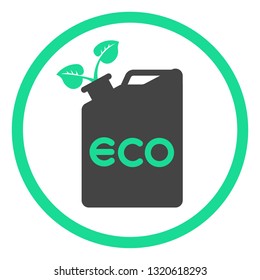 Bio fuel canister sign. Green environment and recycle vector icons in a round frame isolated on a white background