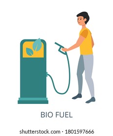 Concepto de combustible biológico, ilustración vectorial de diseño plano