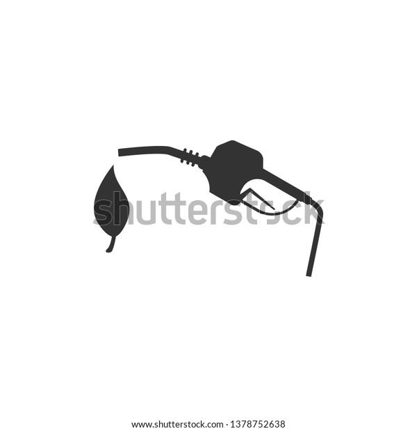 Bio fuel concept with fueling nozzle and\
leaf icon isolated. Natural energy concept. Gas station gun sign.\
Flat design. Vector\
Illustration