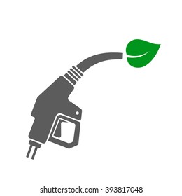 Bio Fuel Concept Icon. Gas Station Gun With Green Leaf