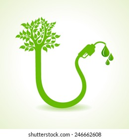 Bio fuel concept with nozzle and tree stock vector