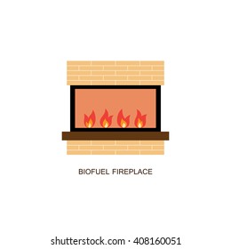 Bio fuel fireplace vector illustration. Modern heater isolated. Home stove design. Interior burn equipment.