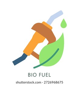 Bio Fuel Flat Icon Mini Illustration, für moderne Konzeption, Print, UI, UX Kit, Web und App-Entwicklung. Vektor im Zusammenhang mit grüner Technologie und mehr