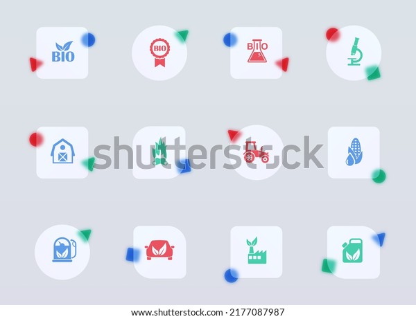 bio fuel glass
morphism trendy style icons. bio fuel transparent glass color
vector icon with color figures. for web and ui design, mobile apps
and promo business
advertising