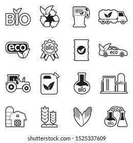 Bio Fuel Icons. Line With Fill Design. Vector Illustration.