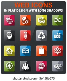 bio fuel icons set in flat design with long shadow