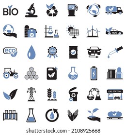 Bio Fuel Icons. Two Tone Flat Design. Vector Illustration.