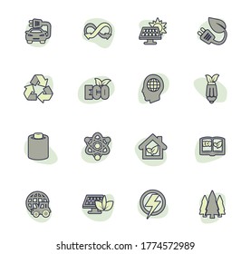Iconos del vector de color de la industria del combustible BIO para el diseño de la interfaz de usuario