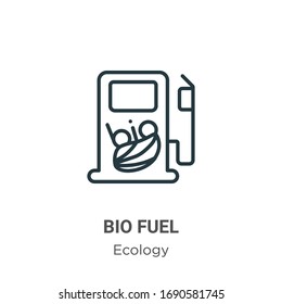 Icono vectorial del contorno del combustible biológico. Icono de biocombustible negro en línea delgada, ilustración de elemento simple vector plano del concepto de ecología editable trazo aislado en fondo blanco