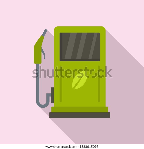 Bio fuel station icon. Flat\
illustration of bio fuel station vector icon for web\
design