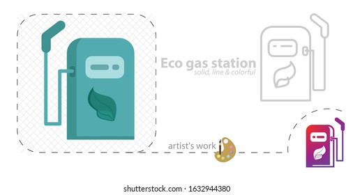 Bio Fuel vector flat illustration, solid, line icon