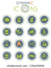 bio fuel vector icons on white background with dynamic lines for animation