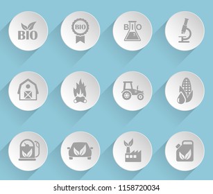 bio fuel web icons on light paper circles