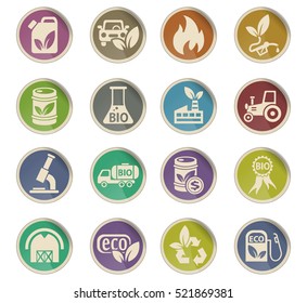 bio fuel web icons on color paper labels