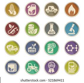 bio fuel web icons on color paper labels