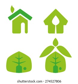 bio green house icon set