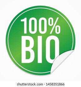 Bio Green Sticker. Natural Vector Design Art. Promotional Label Element. Badge White Background.