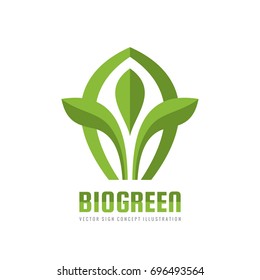 Bio green - vector business logo template concept illustration. Leaves creative sign. Growth environment symbol. Sprout icon. Design element.