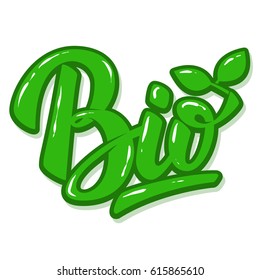 Bio. Hand drawn phrase isolated on white background. Design element for menu, flyer, label. Vector illustration 