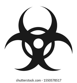 Bio Hazard Caution Sign Silhouette Harmful Virus, Bacteria Or Toxin Symbol Vector Illustration.