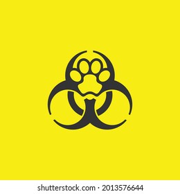 Bio Hazard And Dog Paw Symbol. Biohazard Logo Design. Vector Illustration.