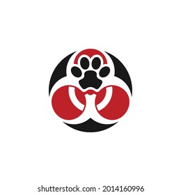 Bio Hazard And Dog Paw Symbol. Biohazard Logo Design. Vector Illustration.