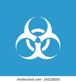bio hazard icon, isolated, white on the blue background. Exclusive Symbols 