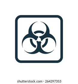 bio hazard icon Rounded squares button, on white background