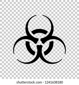 Bio hazard icon. Warning sign about virus or toxic. Black symbol on transparent background