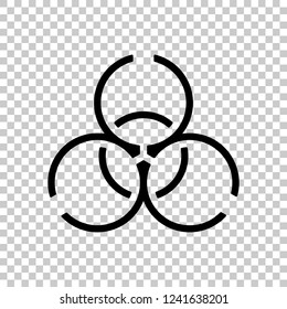 Bio hazard icon. Warning sign about virus or toxic. Linear design. Black symbol on transparent background