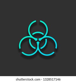 Bio hazard icon. Warning sign about virus or toxic. Linear design. Colorful logo concept with soft shadow on dark background. Icon color of azure ocean