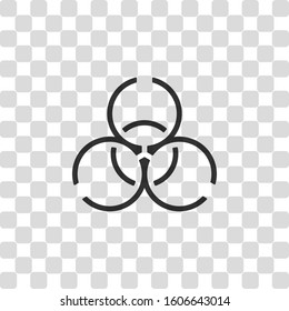 Bio hazard icon. Warning sign about virus or toxic. Linear design. Black symbol on transparency grid