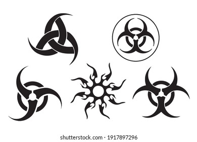 Bio hazard icon. Warning sign about virus or toxic. Black symbol