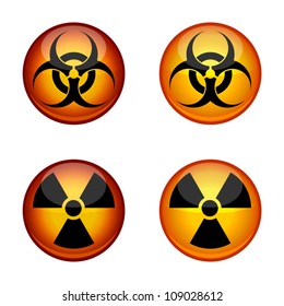 Bio hazard icons set in two different styles.