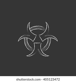 Bio hazard sign. Drawn in chalk icon.