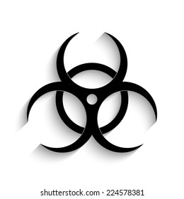 Bio hazard symbol - black vector icon with shadow 