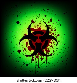 bio hazard symbol with blood splash. illustration vector