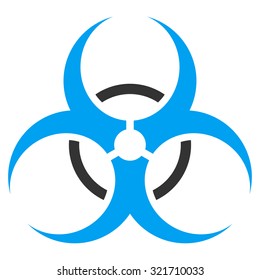 Bio Hazard vector icon. Style is bicolor flat symbol, blue and gray colors, rounded angles, white background.