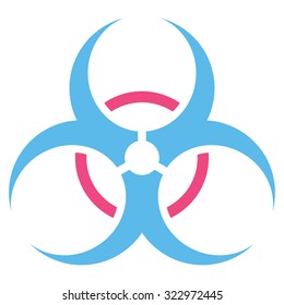 Bio Hazard vector icon. Style is bicolor flat symbol, pink and blue colors, rounded angles, white background.