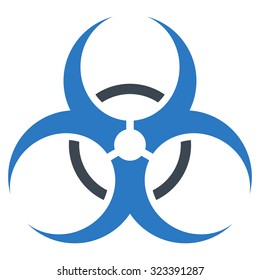 Bio Hazard vector icon. Style is bicolor flat symbol, smooth blue colors, rounded angles, white background.