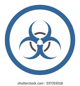 Bio Hazard vector icon. Style is bicolor flat rounded symbol, cobalt and gray colors, rounded angles, white background.