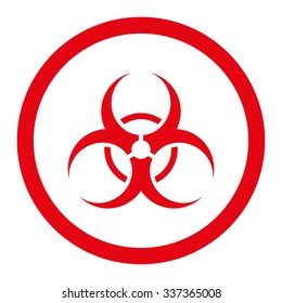 Bio Hazard vector icon. Style is flat rounded symbol, red color, rounded angles, white background.