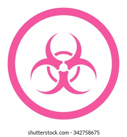 Bio Hazard vector icon. Style is flat rounded symbol, pink color, rounded angles, white background.