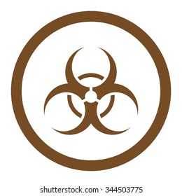 Bio Hazard vector icon. Style is flat rounded symbol, brown color, rounded angles, white background.