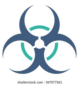 Bio Hazard vector icon. Style is bicolor flat symbol, cobalt and cyan colors, rounded angles, white background.
